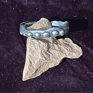 Signed Handmade Native American Cuff Bracelet Sterling Silver Tesuque Peublo